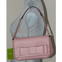 케이트 스페이드 졸린 참 시티 타조 가죽 플랩 리본 로즈 숄더백 여성 핸드백