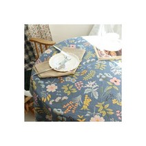 면린넨 빅 플라워 식탁보 테이블보 덮개 네이비.레브라이프, 4인용