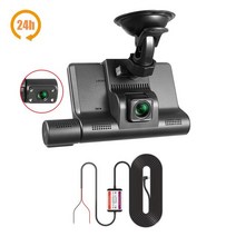 GP 2023 대시 캠 자동차 DVR 카메라 4 인치 풀 HD 1296P 드라이브 비디오 레코더 등록기 보드 듀얼 대시캠 DVRs 블랙 박스, 24H with rear camera_64G