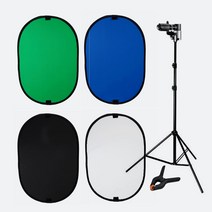 유튜브장비 크로마키천 원터치 배경거치대 개인방송준비 대형 스튜디오스크린 1.5M x 2.1M, 2)크로마키(청/녹) + 2m삼각대 + 클램프