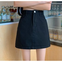 Momolatti 여성 채색 A라인 미니 데님 청스커트 청치마