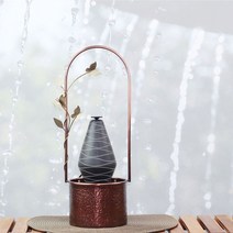 분수대 미니분수 국산 황동 핸드메이드 이앤 미니분수 도자기+황동 한정수량 실내분수대, 플라워2송이