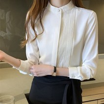 도니와 여성 차이나카라 깔끔한스타일 핀턱블라우스