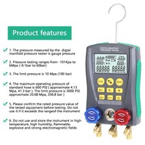 디지털압력게이지 디지털압력계 디지털 진공압 매니폴드 게이지 측정기 냉장고 HVAC 온도 테스터, 01 Black