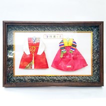 한국 고급 남자 여자 한복 세트 액자(소) 전통 기념품 외국인 인테리어 선물 공예품