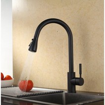 콜러수전 Kohler 욕실 다기능 냉온수 트로프 풀 아웃 회전 구리 와이어 드로잉 벙어리 블랙 텔레스코픽 주방 욕실 수도꼭지, 섹션 크롬 실버