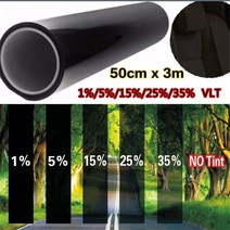 썬팅필름 차량용 1% 5% 20% VLT 검정색 자외선 방지 스크래치 자동차 용 윈도우 50cm X 3m 색조 필름 착색, 01 1Percent