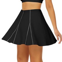 DeDary 여성용 테니스 스커트 포켓이 치마바지 무릎 길이 플리츠 골프 운동 블랙 XL, X-Large, Black-e059