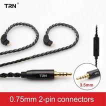trn a3 6 코어 이어폰 케이블 고순도 구리 3.5mm mmcx 2pin v90 v30 v80 mt1 vx pro kirin mt3 st5 bax, 3.5mm 0.75mm마이크 포함
