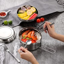 Z3JC 피크닉 캠핑 304 스테인레스 원형 뚜껑 도시락통, Z3JC 304더블 14CM식기 쓰리피스 봉지