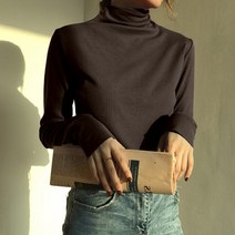 이너긴팔티 반 폴라넥 이너셔츠 여성 겨울 가을 블랙 색티셔츠 이너웨어 유행 발열 보온 긴소매 상의 1753939585