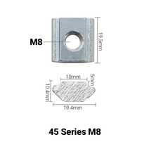 블록 사각 슬라이딩 T 너트 해머 2020 3030 4040 4545 프로파일 알루미늄 압출 성형 M3 M4 M5 M6 M8 M10 T, 17 45-M8_01 Carbon Steel