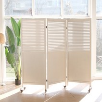 (당일배송) [가구언니] 발리 (BALLI) 이동형 / 이동식 3단 원목 파티션 / 사무실 파티션 / 가림막 / 칸막이, 화이트
