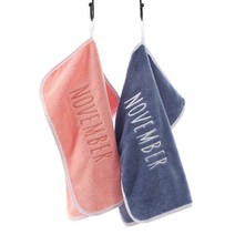 1Pc 34x34cm 스퀘어 소프트 산호 양털 달 자수 흡수성 홈 욕실 성인 페이스 타올, 34 x 34cm, 1개, 진한 파란색-11월