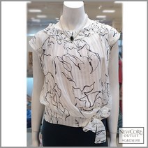 베스띠벨리 2021 여름 프린트 민소매 허리 리본 블라우스E2428IV