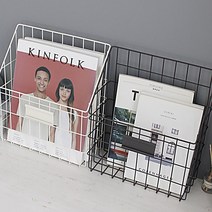 철제 벽걸이 바스켓 거실 쇼파 침대 잡지 신문 거치대, 브라운