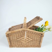 라탄 피크닉바구니 등나무 피크닉 라탄수납박스 나들이 피크닉 감성캠핑소품 (대 중), 라탄피크닉 중