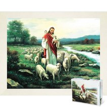 퍼즐피플 기독교 직소퍼즐 모음, 예수와 양 150피스 액자포함(우드화이트), 150p, 없음