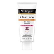 Neutrogena 클리어 페이스 리퀴드 로션 자외선차단제 SPF50 오일 향옥시벤존 페이셜 논코메도제닉 90ml, SPF 30