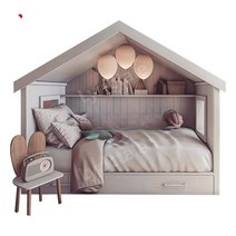 유아벙커침대 형제 어린이 원목 미끄럼틀 남매침대, 1500mm x 2000mm