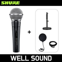 [정품] SHURE 슈어 유선 마이크 SHURE SM58 SK 팝필터 케이블 일자형 스탠드 세트, SM58SK(스위치O)+케이블+팝필터+일자형스탠드