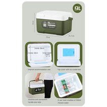 자동차 냉장고 휴대용 보관 가방 식품 상자 피크닉 정리 용기 가정용 야외 캠핑용, 02 9L