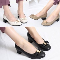 벨루치슈즈 여성 수제화 양가죽 금장 리본 5cm 통굽 발편한 미들힐 고퀄리티 수제힐 국내제작