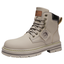 라이딩부츠 바이크 오프로드 숏부츠 오토바이 남성용 클래식 블랙 가죽 부츠 겨울 패션 플랫폼 가죽 부츠 남성 지퍼 캐주얼 남성 발목 부츠, 43, 살구-0228