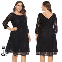 ~5XL 빅사이즈 7부 레이스 블랙 40대 50대 여름 드레스 하객룩 장례식 상견례 돌잔치