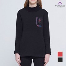올리비아로렌 아울렛 이월 겨울 루즈핏 목폴라 프린팅 티셔츠 VVCALVW9411