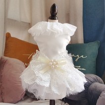 강아지원피스 강아지 드레스 핸드메이드 하이엔드 공주 웨딩 스커트 사진용 롱, 01 WHITE_05 XL