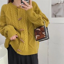 여성 꽈배기 연핑크 볼레로 초록 트위드 스팽클 아가일 교복 니트 가디건 새로운 혼 버튼 스웨터 가을과 겨울 외국 스타일