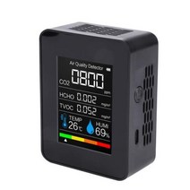 이산화탄소측정기 CO2측정기 45 인 1 디지털 검출기 다기능 스마트 온도 습도계 HCHO TVOC 대기질 모니터, 5 in 1 black