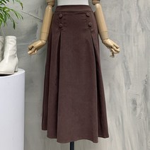 [행복여] 페미닌 투 핀탁 단추 포인트 플레어 스커트