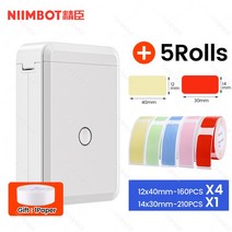 라벨 바코드 휴대용 Niimbot D110 라벨 프린터 미니 스티커 용지 롤 투명 무선 블루투스 전화 프린터 라벨, Add 5 Color_CHINA