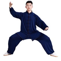 Tai Chi 유니폼 면 실크 스트레치 타이치 수트 전통 운동 밀크 블루 M사이즈