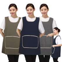 큰 주머니 원피스 앞치마 M LA01, 네이비, 1개