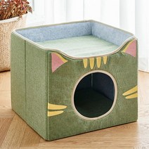 접이식 개 잠자는 집 개집 침대 매트 고양이 겨울 둥지 애완 동물 제품 바구니 강아지 동굴 소파, 02 Green_01 S 350x350x320mm