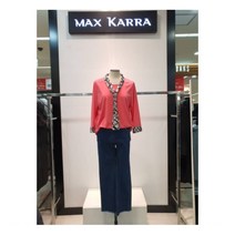 [막스카라] W몰 패턴 스카프 장식 블라우스 M91MWT001MEP1