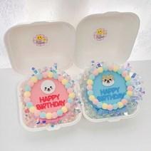 강아지 생일 모형케이크, 핑크, 꼬똥(화이트브라운)