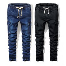 BSBJPT012 남자 슬림 카고 밴딩 데님 청바지 S-XL