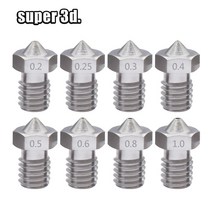 3d프린터 부품 2pcs v5 v6 스테인레스 스틸 노즐 0.20.30.40.50.60.8mm 3d 프린터 용 m6 스레드 노즐 압출기, 02mm 3.00mm