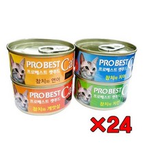 프로베스트 캣푸드 고양이 간식캔, 참치 + 치어 혼합맛, 24개입