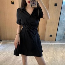 여성 데일리 편한 예쁜 반팔 주름 라인 원피스 치마 URD-017
