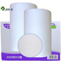 해동지 하트민 미트페이퍼 물기제거 회닦는종이 푸드페이퍼, 미트페이퍼 2롤 400장, 흰색