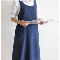강남콩 앞치마 롱 원피스 세련된 x형 빅사이즈 고급스런 공방 어린이집 교사 주방 카페 홈웨어 앤앞치마 네이비 핑크, 네이비.