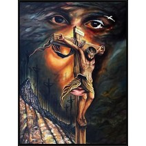 보석십자수 창업 도구 사자 양과 십자가 예수 5d 다이아몬드 페인팅 기독교 신 기호 전체 드릴 자수, 12_25x20cm 라운드