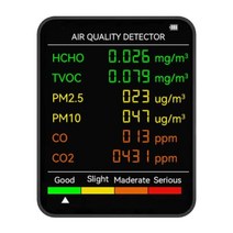 일산화탄소 경보기 감지기 센서 6 in 1 대기 질 모니터 이산화탄소 검출기 HCHO TVOC PM2.5/PM10 CO 테스트, 02 Black