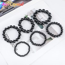 나무염주 보리수 불교 천연 블랙 흑요석 팔찌 불교 기도 축복 블랙스톤 치유 돌 구슬, 10mm