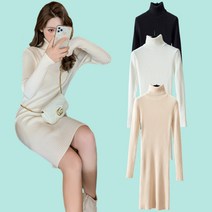 골지 폴라 원피스 촉감좋은 니트소재 데일리 여성스러운 봄 가을 결혼식 데이트 소개팅 패션